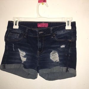 Blue jean denim ripped shorts